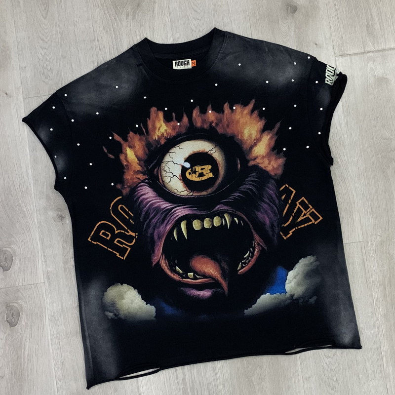 Streetwear Brand With Eye - Amerykańska Retro Czarna Koszulka Bez Rękawów