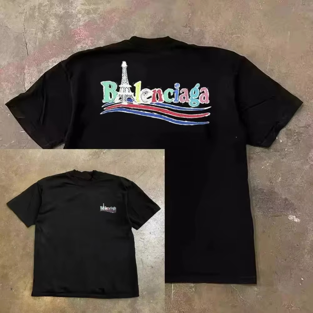 Streetwear Brand In Paris - Koszulka Paris Tower Dopamine Rainbow Word