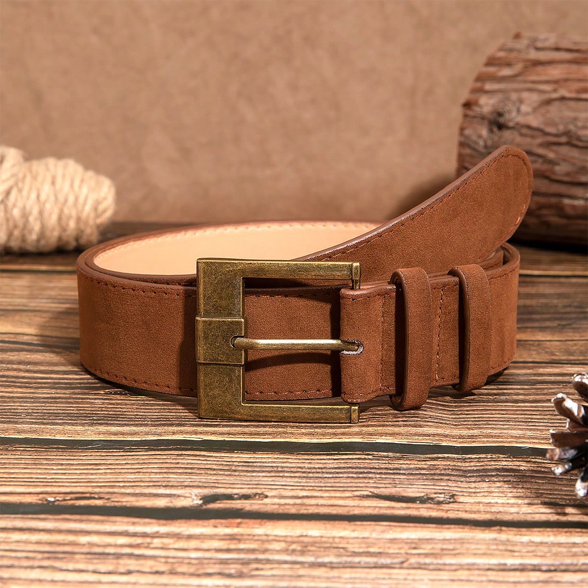 Off White Belt - 1 szt. damski brązowy pasek w