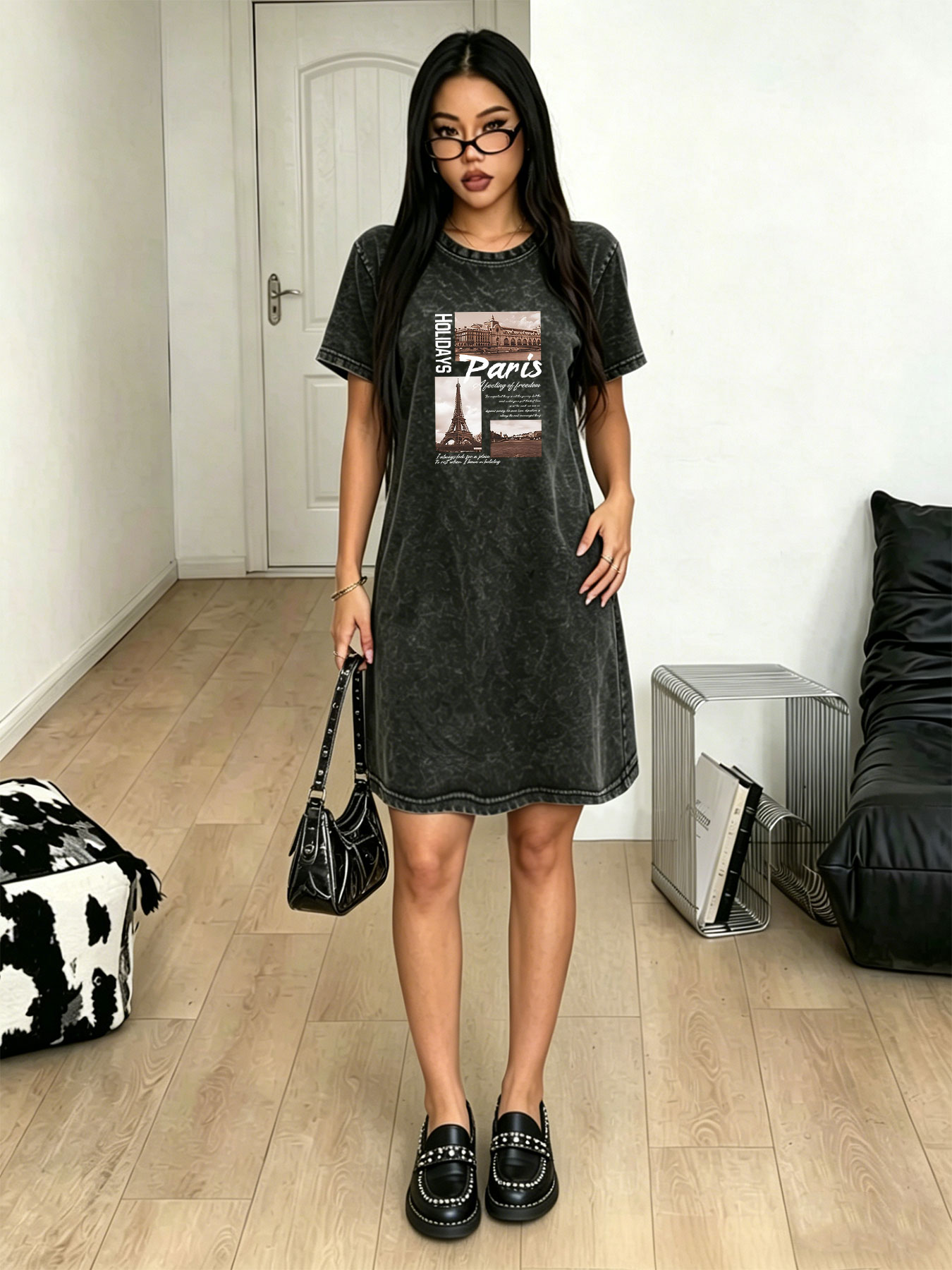 Streetwear Brand In Paris - Damska sukienka T-shirt w stylu vintage,