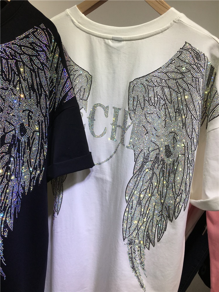 L-4XL Oversize Rhinestone Ange – Streetwear Brand Top recenzja i cena