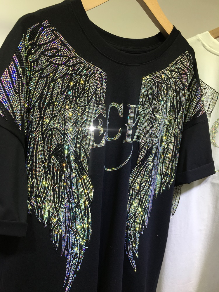 L-4XL Oversize Rhinestone Ange – Streetwear Brand Top recenzja i cena