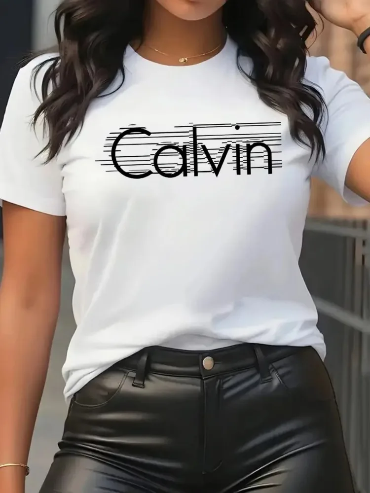 Damska koszulka Calvin, modna, – Streetwear Brand Top recenzja i cena
