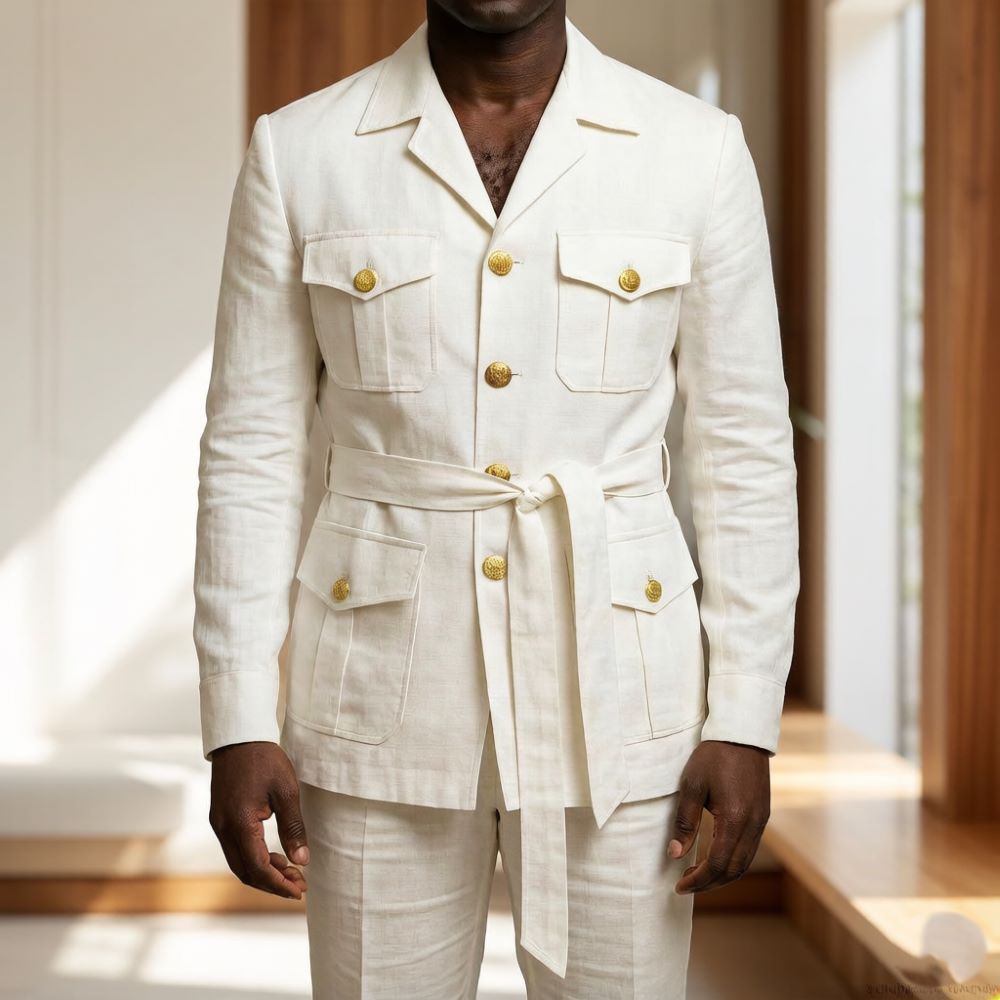 Męskie lniane garnitury safari – Off White Belt recenzja i cena