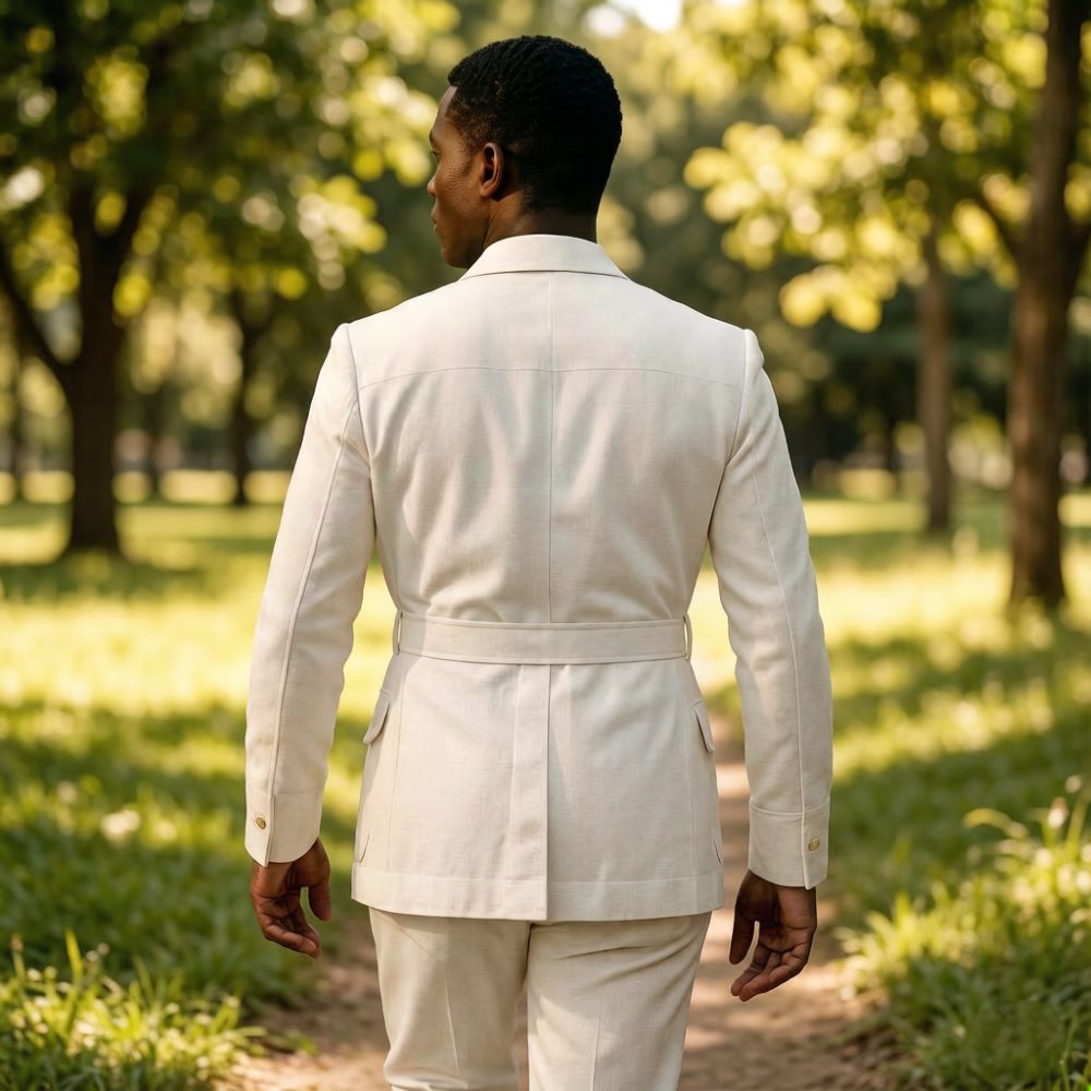 Męskie lniane garnitury safari – Off White Belt recenzja i cena